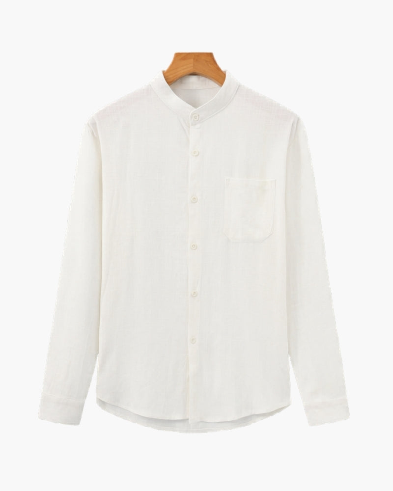 Camisa Masculina Gola Padre em Algodão Texturizado Loose Fit Matera - vista 12