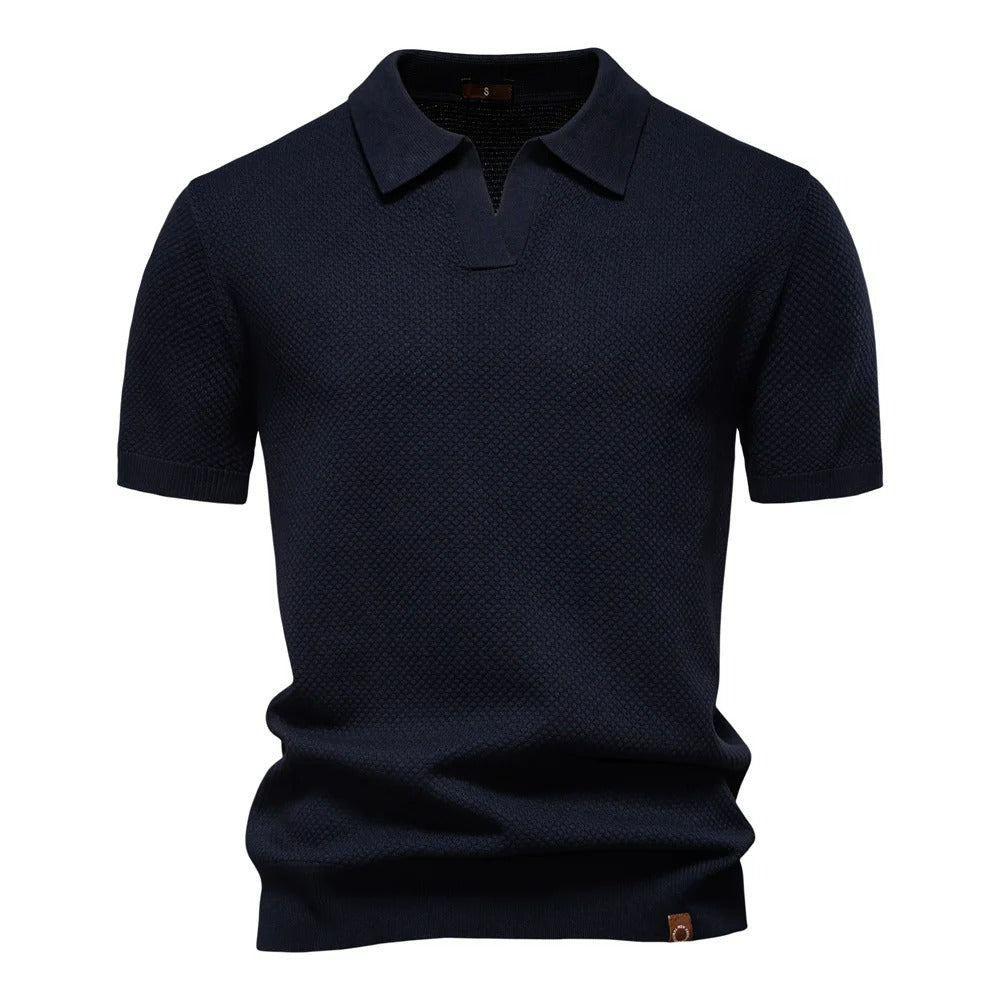 Camisa Polo Masculina Tricô Respirável Com Patch Casual Verona