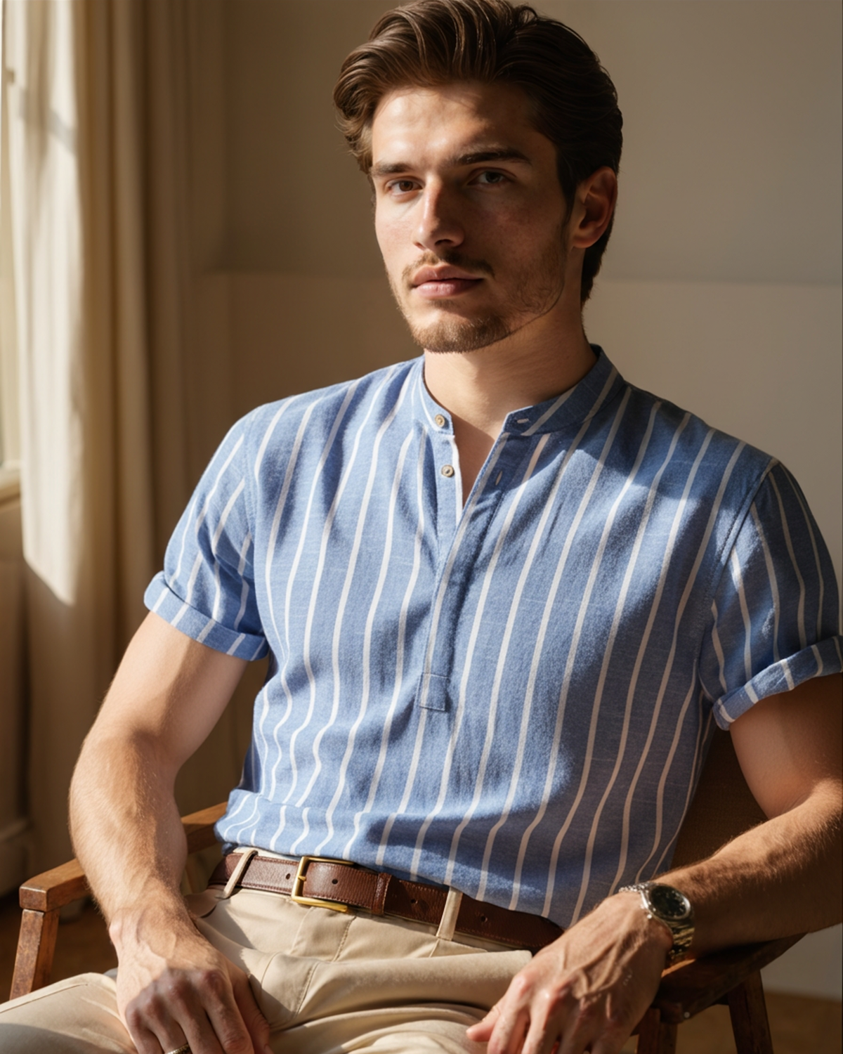 Camisa Polo Masculina em Algodão Gola Náutica Bari - vista 3