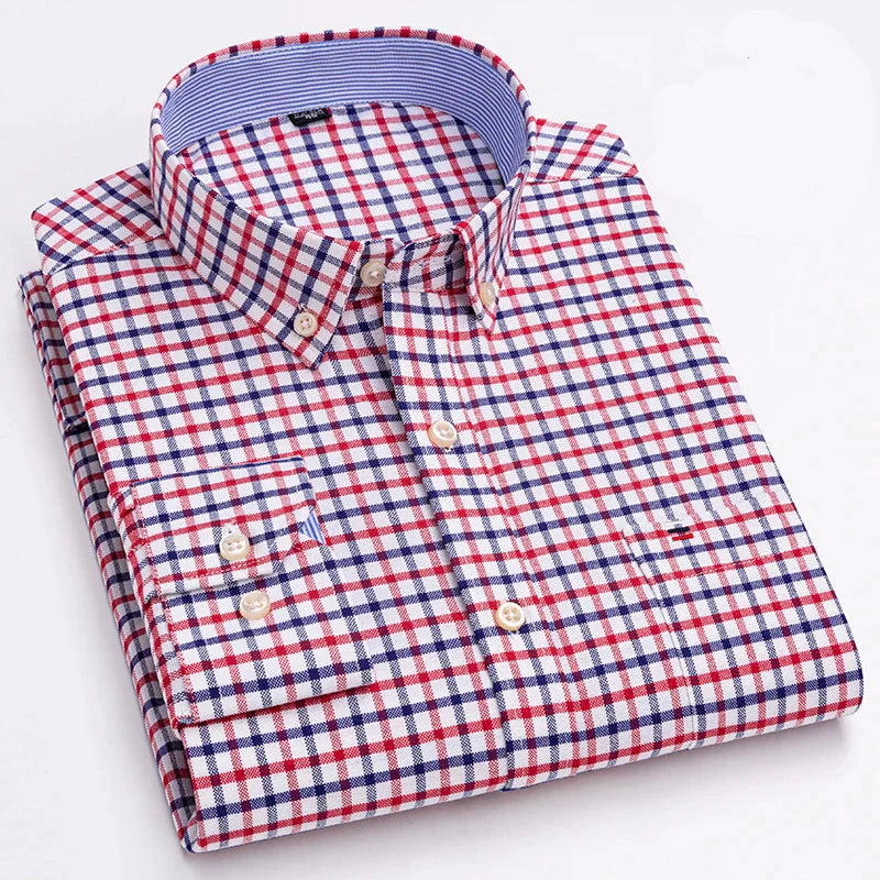 Camisa Masculina Mini Xadrez Color Manga Longa 100% Algodão Perugia