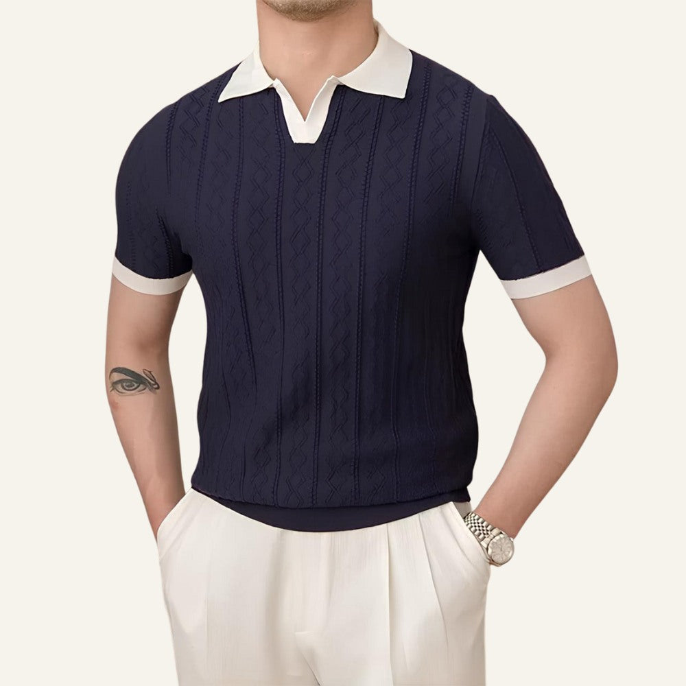 Polo Masculina Old Money Tricô Premium Caimento Elegante