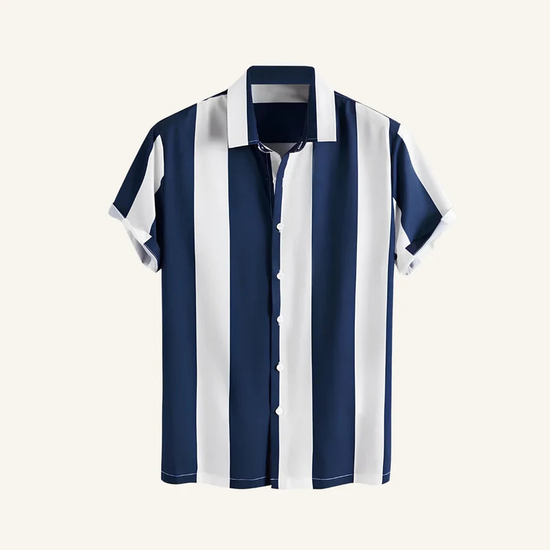 Camisa Masculina Listrada Azul Verza