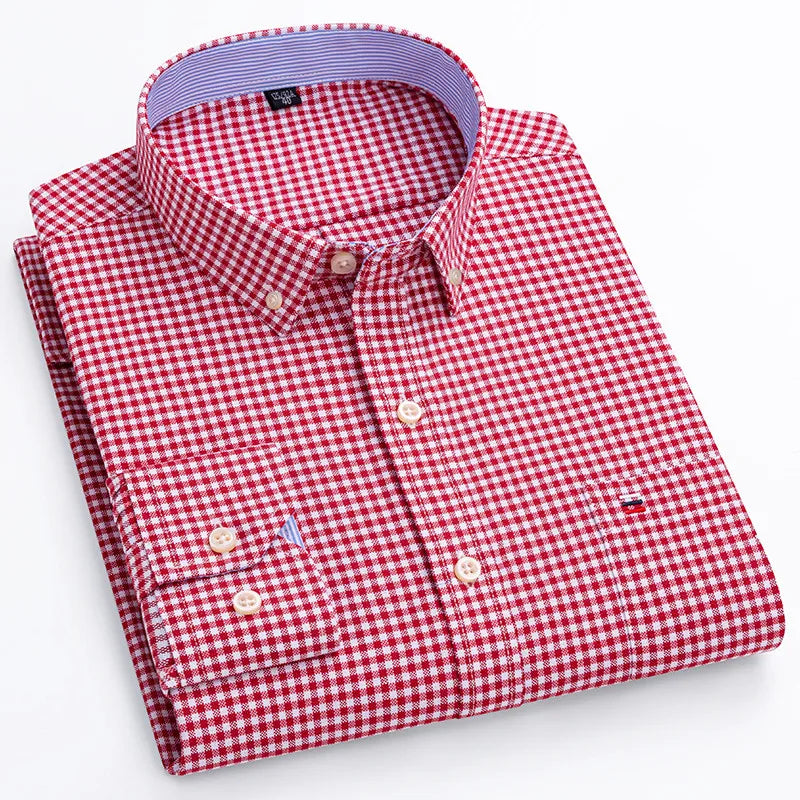 Camisa Masculina Mini Xadrez Manga Longa 100% Algodão Modena
