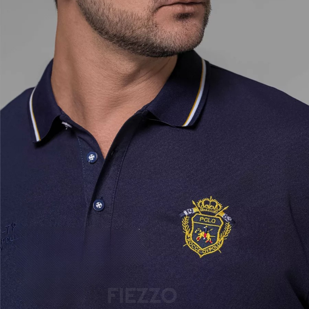 Camisa Polo Masculina Manga Curta Algodão Premium Casual Bordada