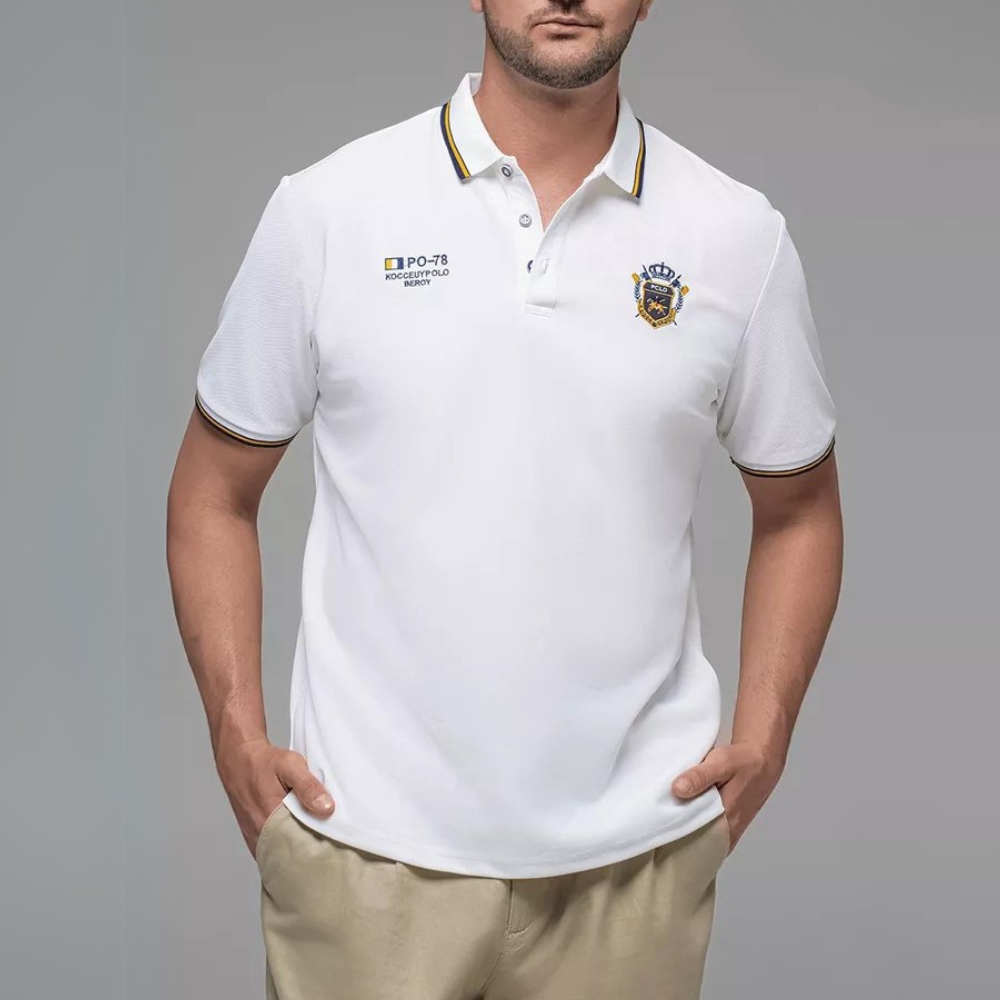 Camisa Polo Masculina Manga Curta Algodão Premium Casual Bordada
