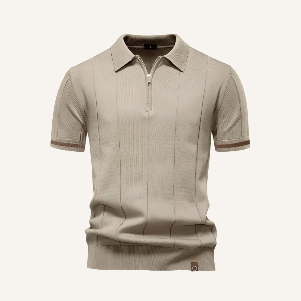 Polo Masculina Meio Zíper Visconti Old Money Manga Curta Confortável