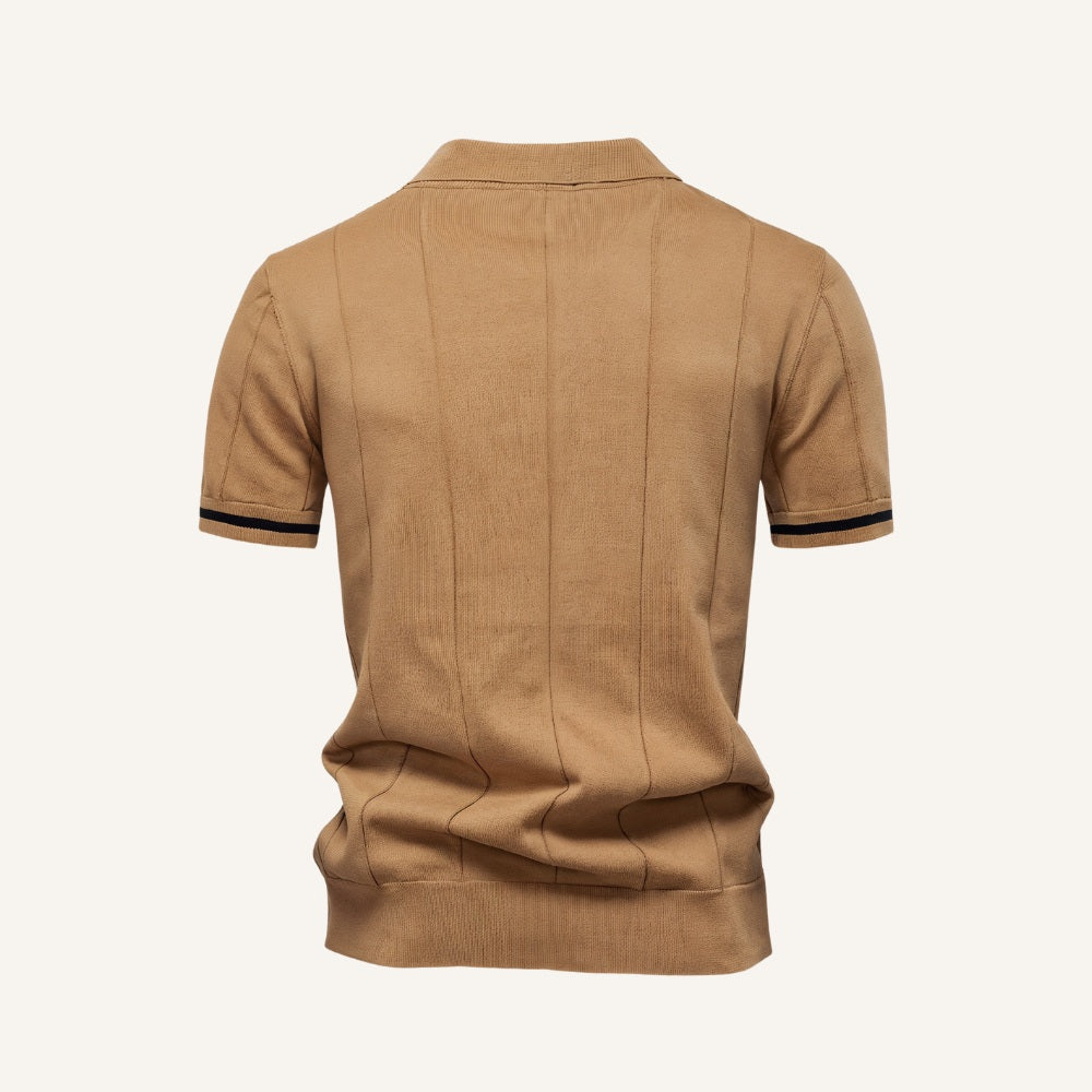 Polo Masculina Meio Zíper Visconti Old Money Manga Curta Confortável
