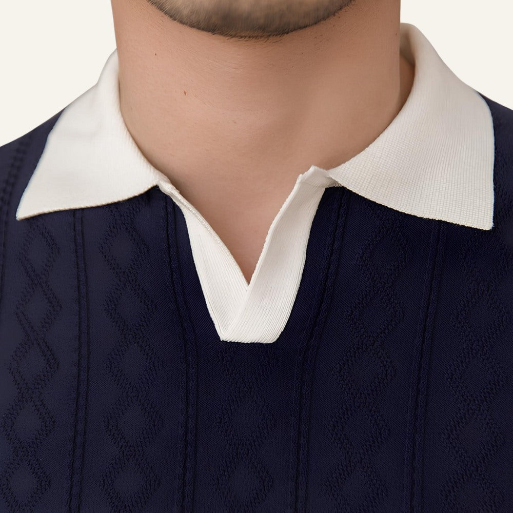 Polo Masculina Old Money Tricô Premium Caimento Elegante