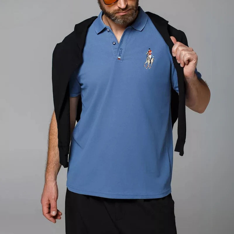 Camisa Polo Masculina Algodão Com Bordado Slim Fit Portuga