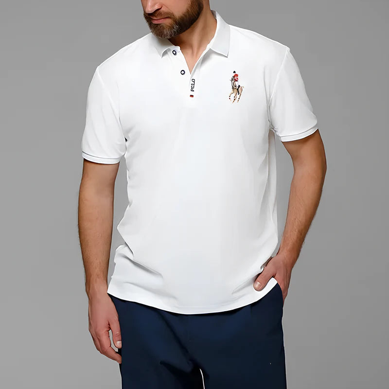 Camisa Polo Masculina Algodão Com Bordado Slim Fit Portuga
