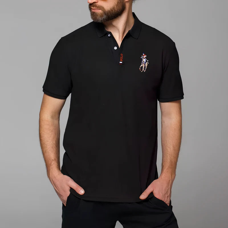Camisa Polo Masculina Algodão Com Bordado Slim Fit Portuga
