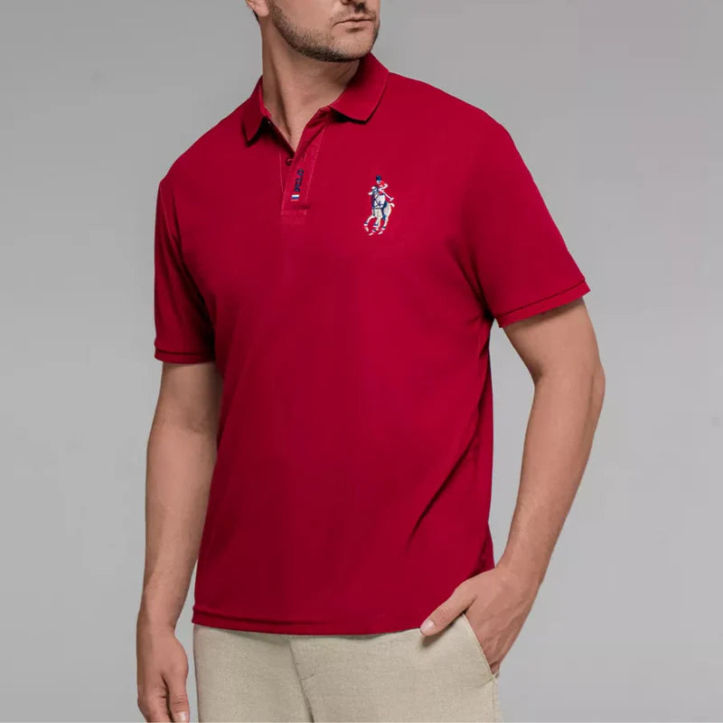 Camisa Polo Masculina Algodão Com Bordado Slim Fit Portuga