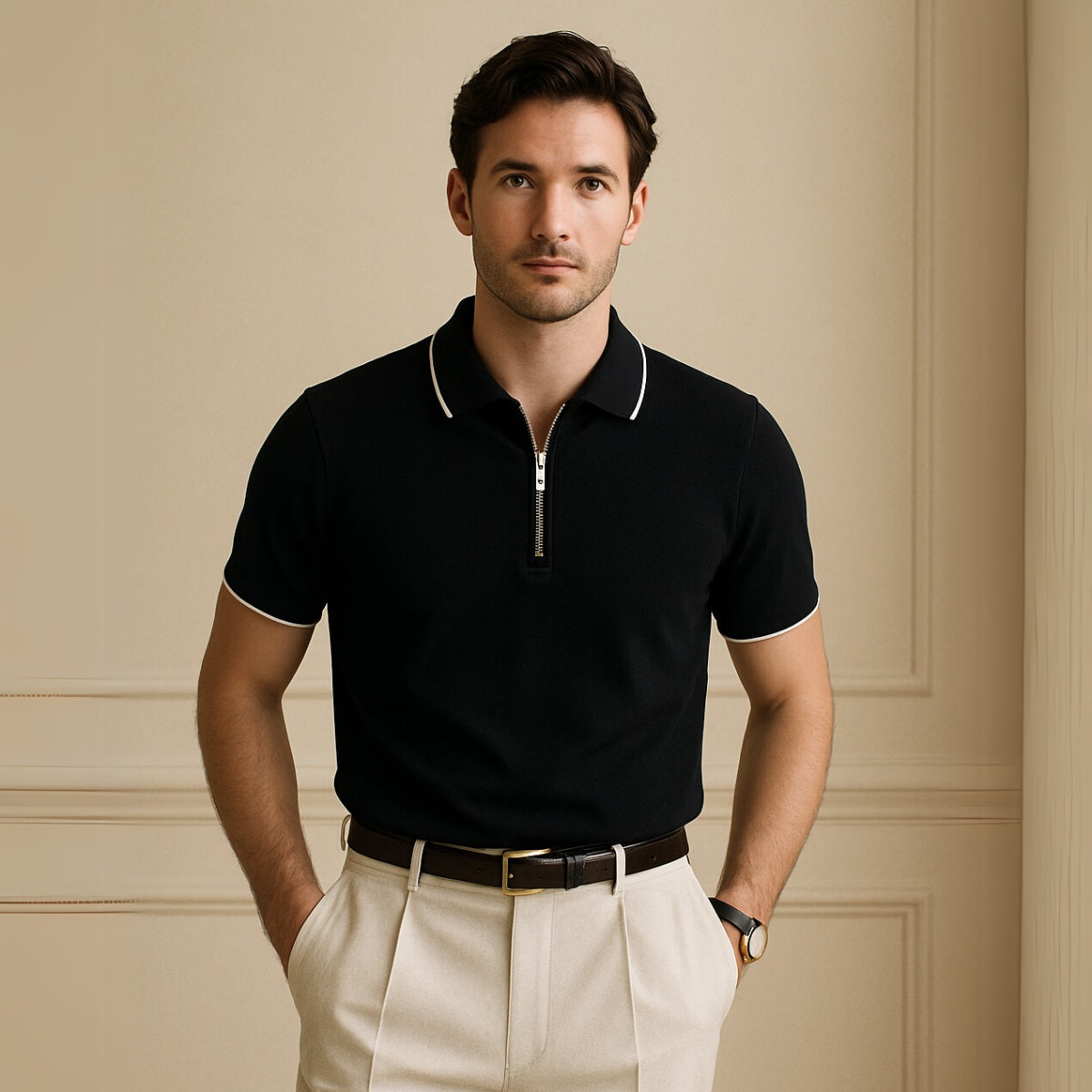 Camisa Polo com Zíper Old Money Masculina Premium