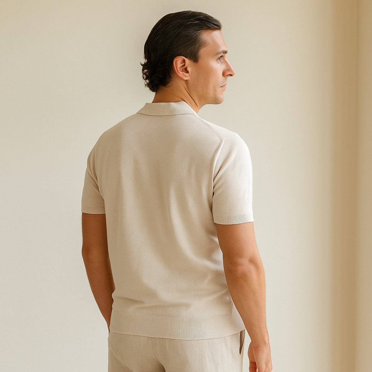 Polo de Tricô Listrada Estilo Old Money Masculina Caimento Ajustado