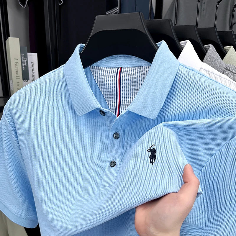 Camisa Polo Masculina 100% Algodão Bordado Gola Polo Casual Elegante