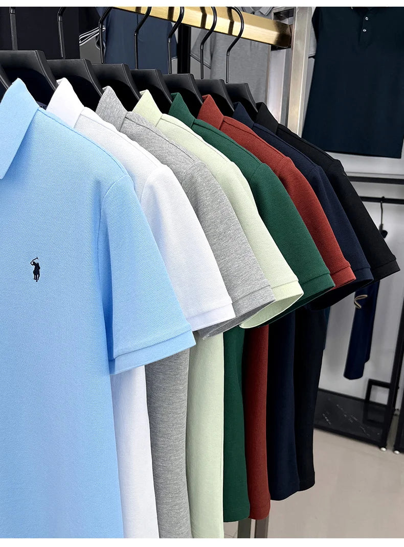 Camisa Polo Masculina 100% Algodão Bordado Gola Polo Casual Elegante