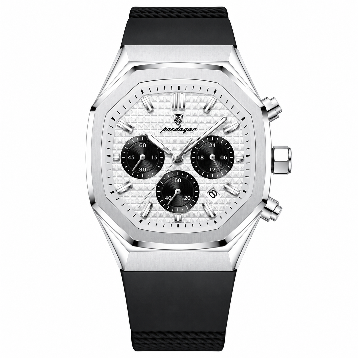 Relógio Masculino Pulseira de Silicone Premium Quartzo Lumina – cor Prata