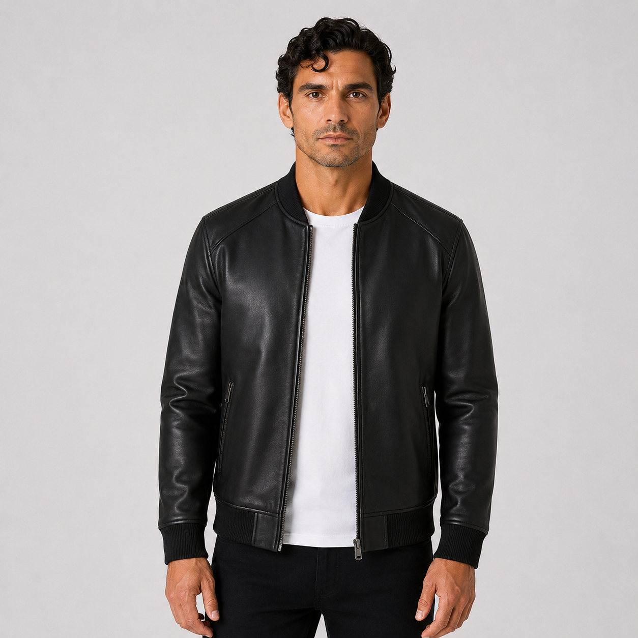 Jaqueta Masculina de Couro Sintético Bomber Milano