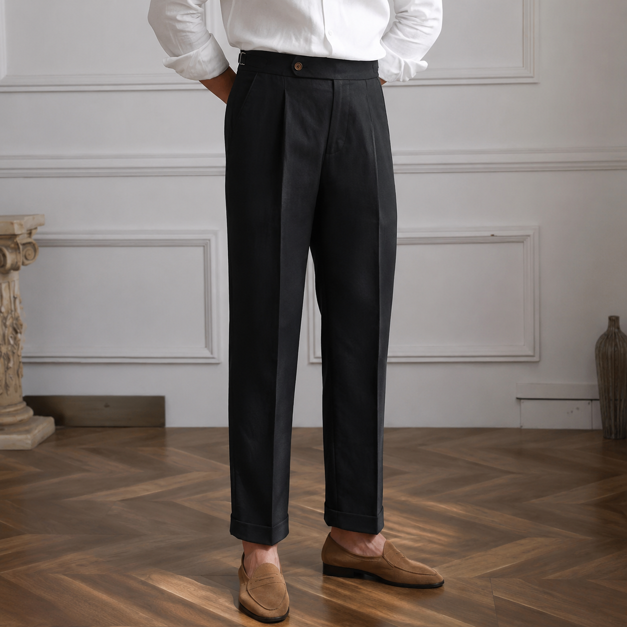 Calça Social Masculina 100% Linho Corte Clássico Milão
