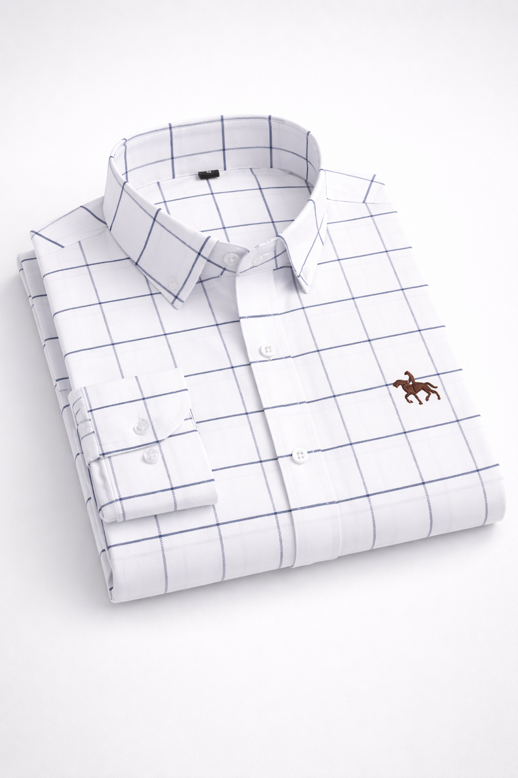 Camisa Masculina 100% Algodão Oxford Com Bordado Manga Longa Bologna