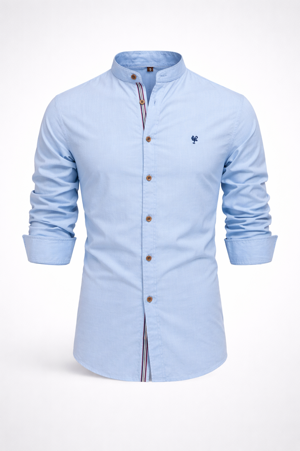 Camisa Masculina 100% Algodão Gola Alta Manga Longa Casual Pádua