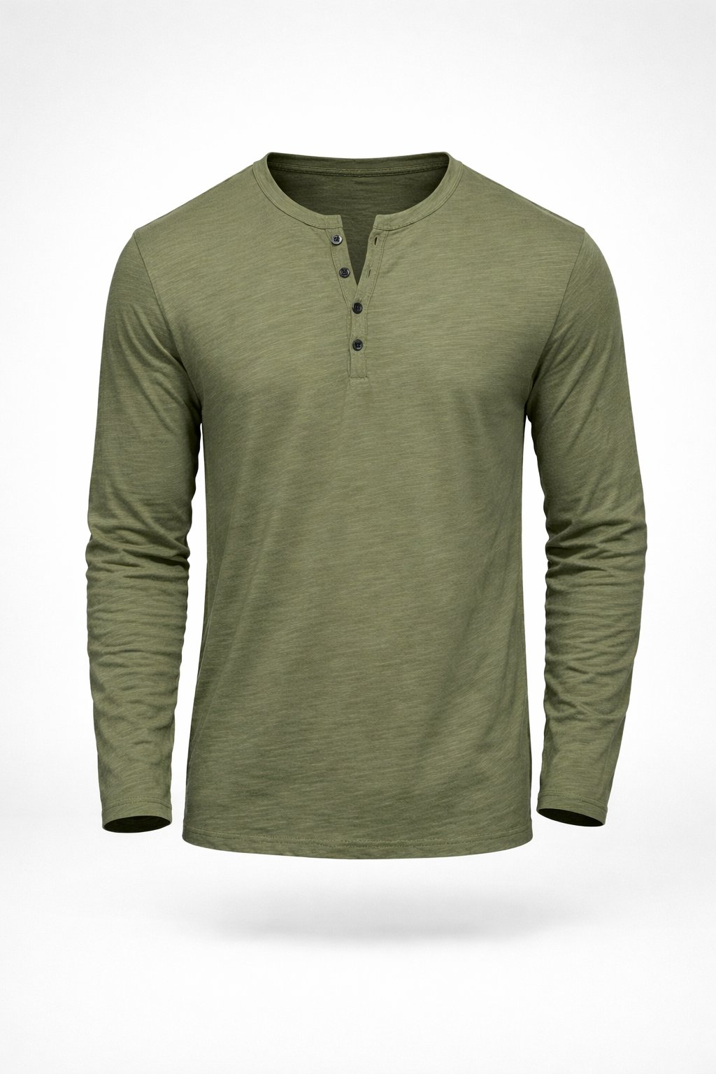 Camiseta Masculina 100% Algodão Gola Henley Manga Longa Itajaí