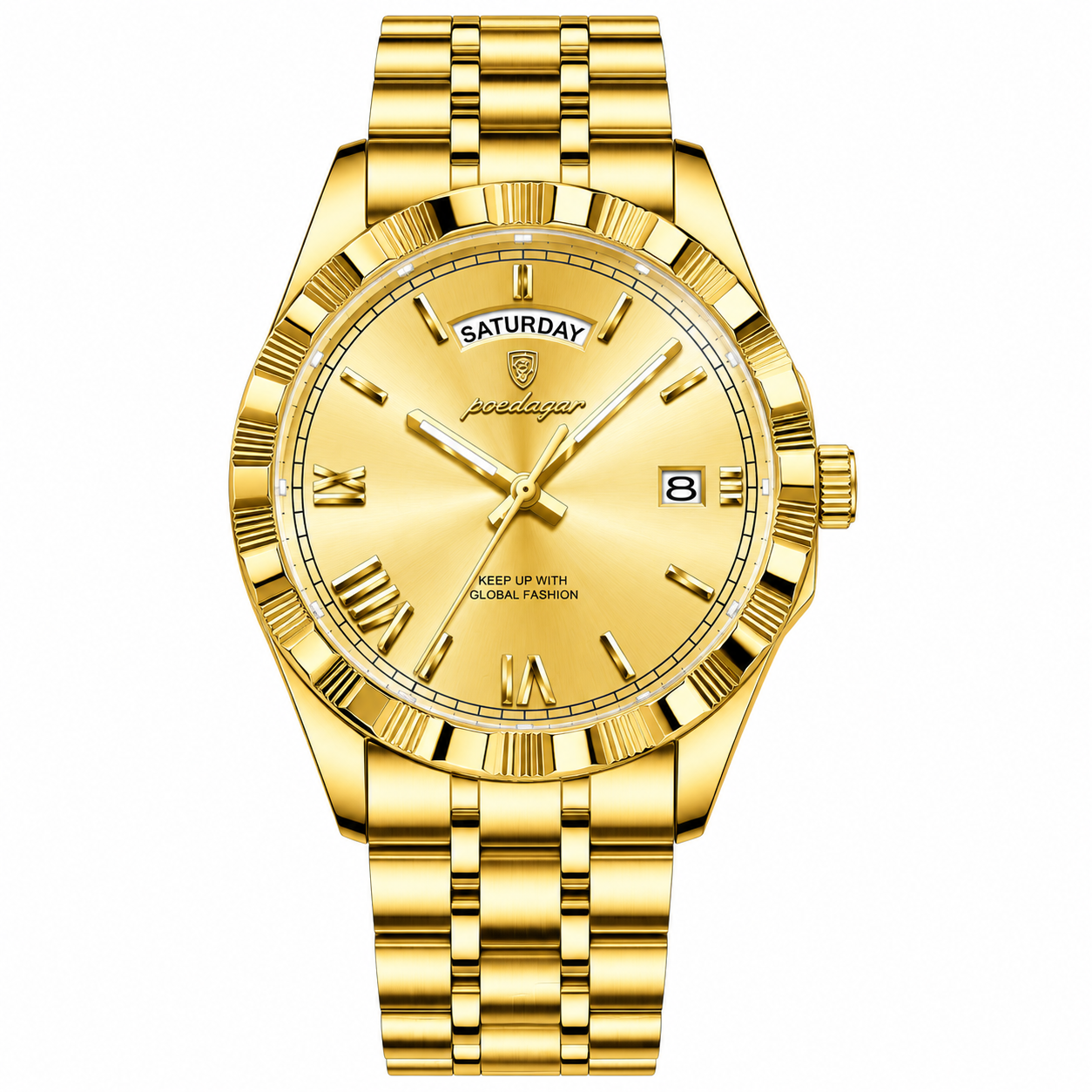 Relógio Masculino Aço Inoxidável Quartzo Mentone – cor Dourado
