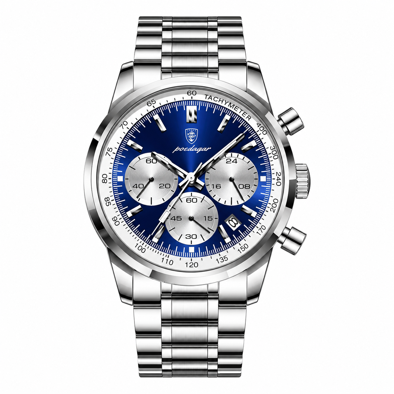 Relógio Masculino Aço Inoxidável Quartzo Nobile – cor Prata / Azul