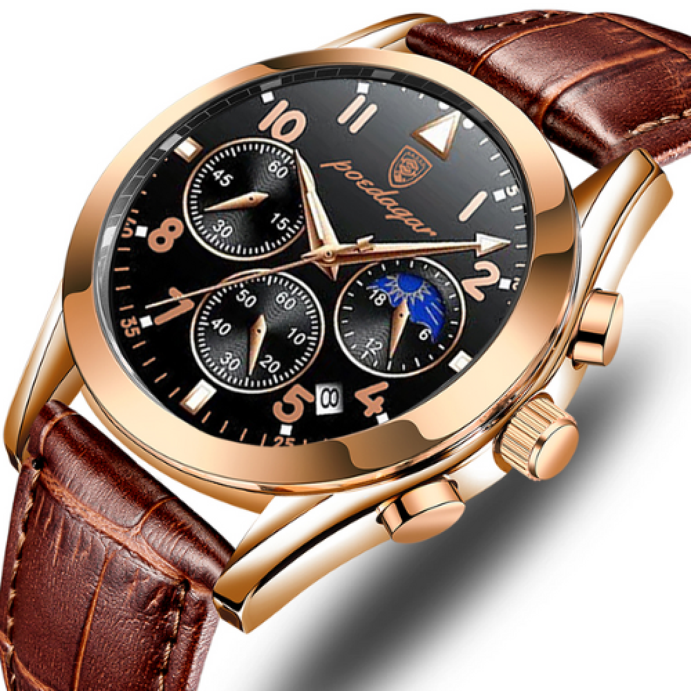 Relógio Masculino Pulseira de Couro Sintético Quartzo Brescia – foto 2
