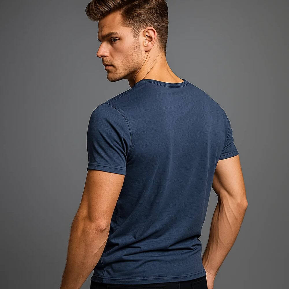 Camiseta Masculina 100% Algodão Slim Fit Gola V Palermo