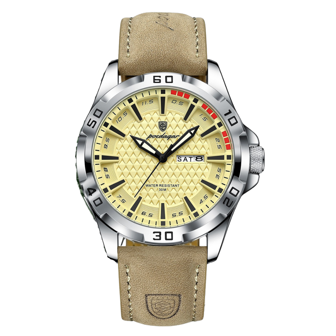 Relógio Masculino Pulseira de Couro Quartzo Montecarlo – cor Bege