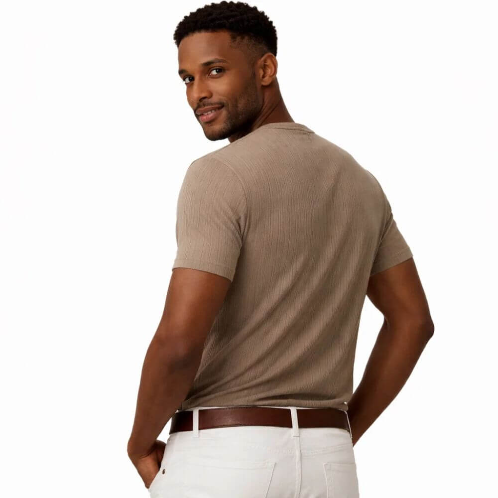 Camiseta Masculina Tricô Gola Henley Com Botões Amalfi