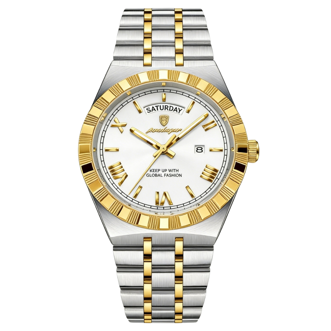 Relógio Masculino Aço Inoxidável Quartzo Mentone – cor Branco