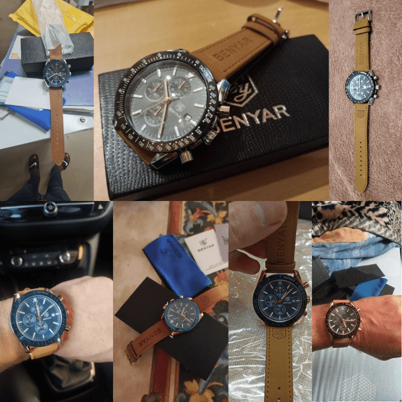 Relógio Masculino Cronógrafo Pulseira de Couro Quartzo Millennio - vista 3