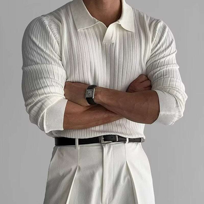 Camisa Polo  Manga Longa Masculina Slim Fit Canelada Portofino