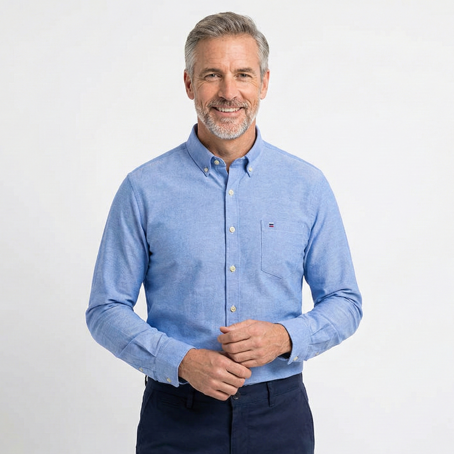 Camisa Masculina Oxford Manga Longa Ancona Algodão Premium Social Casual