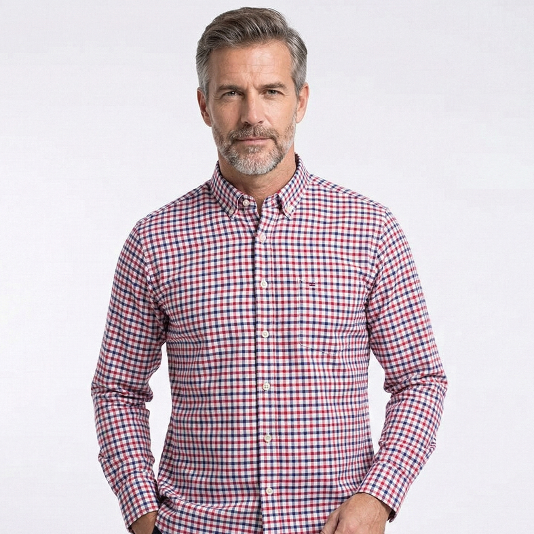 Camisa Masculina Mini Xadrez Color Manga Longa 100% Algodão Perugia