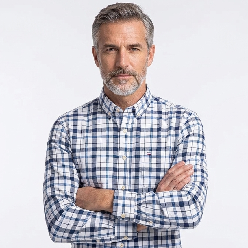 Camisa Masculina Xadrez Manga Longa 100% Algodão Color Udine