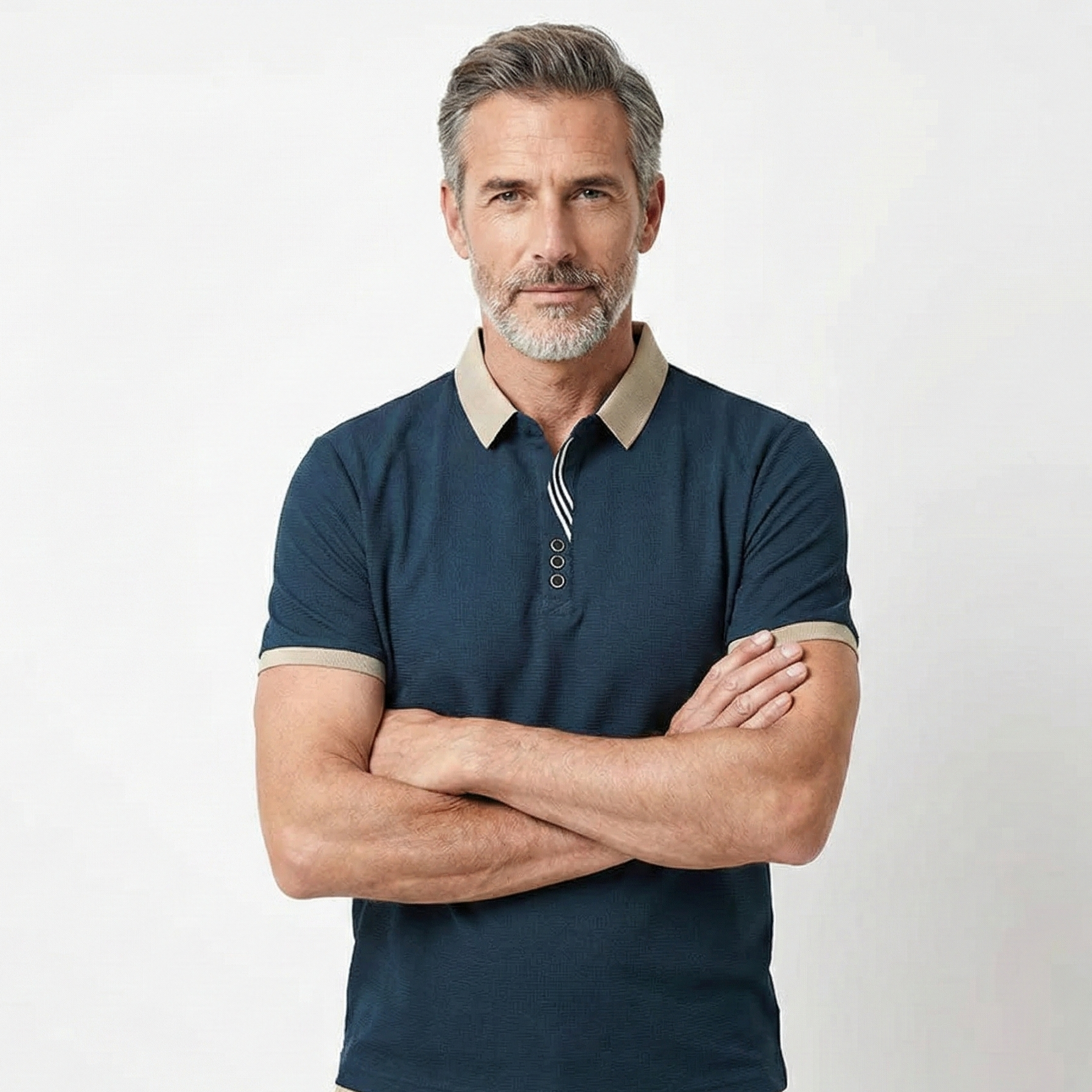Camisa Polo Masculina Génova Algodão Casual Versátil Botões