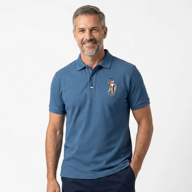 Camisa Polo Masculina Algodão Com Bordado Slim Fit Portuga