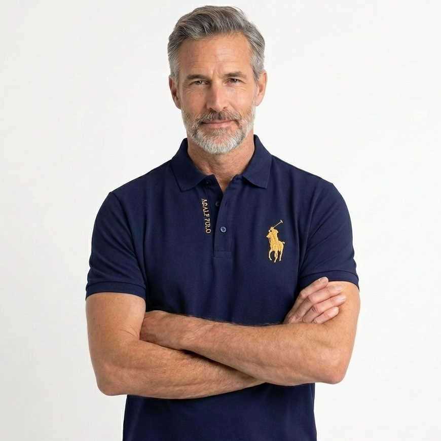 Camisa Masculina Polo Milano Algodão Manga Curta Bordada Casual