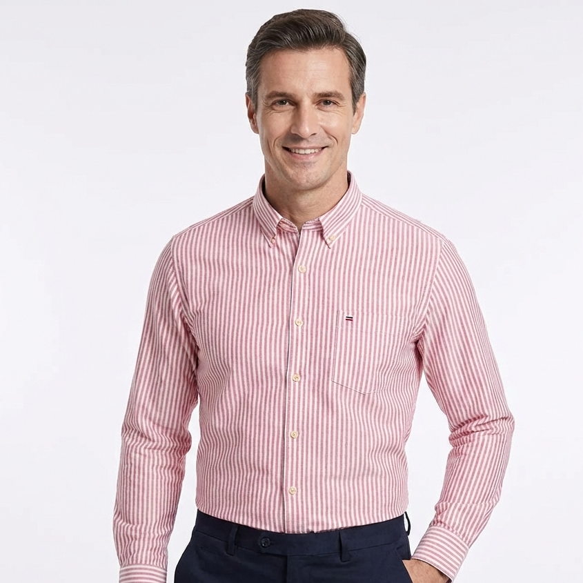 Camisa Masculina Listrada Manga Longa Algodão Premium Elegante