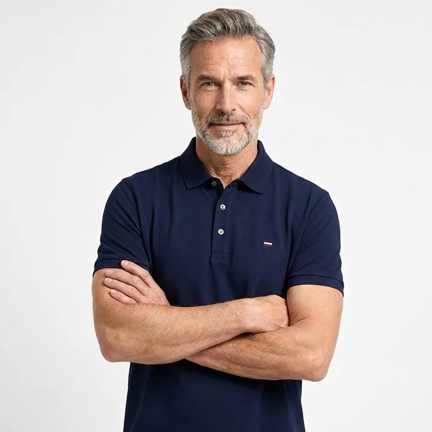 Camisa Polo Masculina 100% Algodão Bordada Gola Polo Casual Elegante