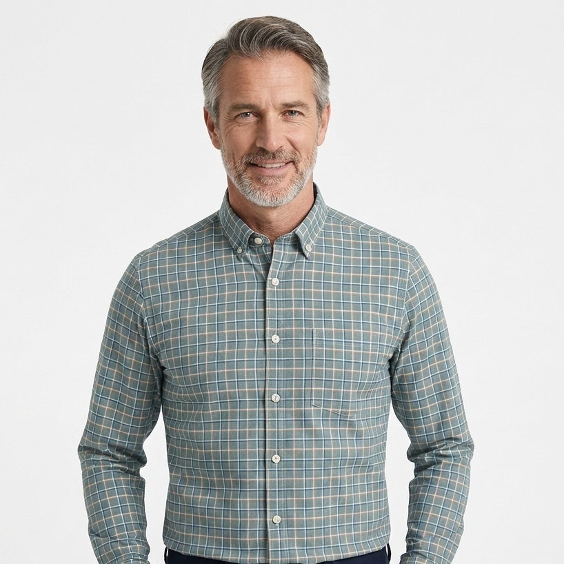 Camisa Masculina Xadrez Manga Longa 100% Algodão Premium
