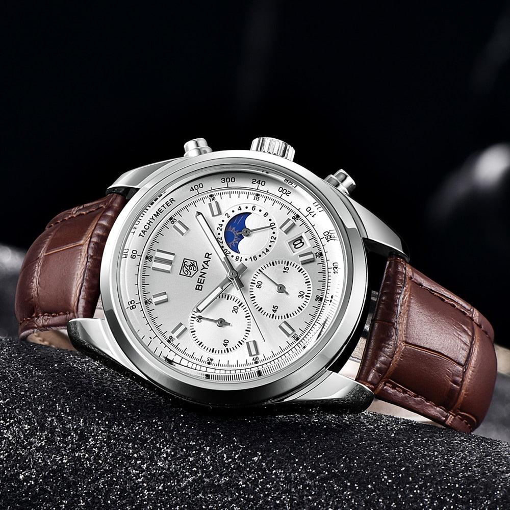 Relógio Masculino Cronógrafo Pulseira de Couro Quartzo Trionfo - vista 5