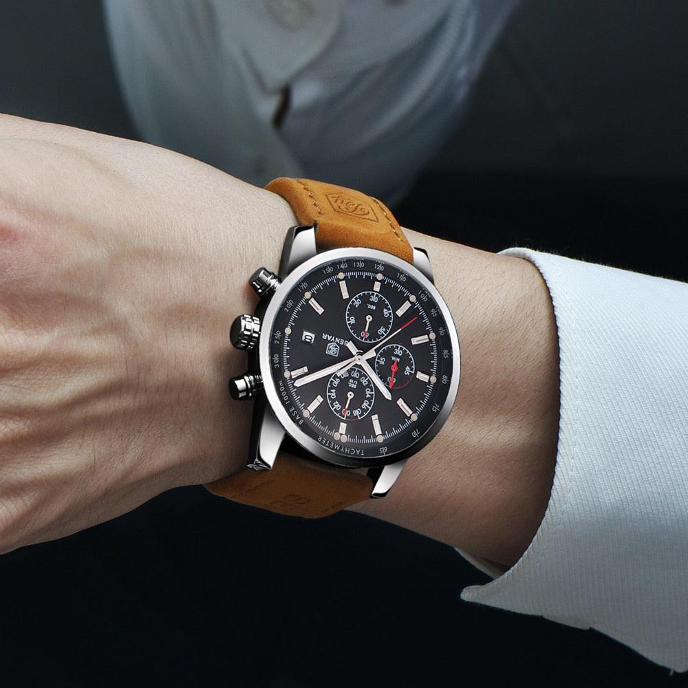 Relógio Masculino Cronógrafo Pulseira de Couro Quartzo Misano – foto 2