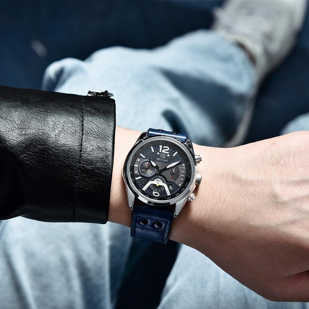 Relógio Masculino Cronógrafo Pulseira de Couro Quartzo Caproni – foto 2