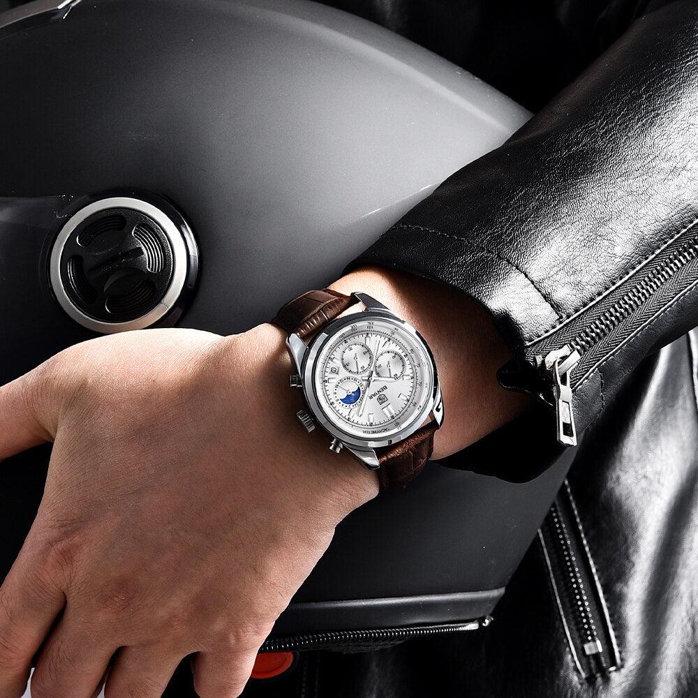 Relógio Masculino Cronógrafo Pulseira de Couro Quartzo Trionfo – foto 2