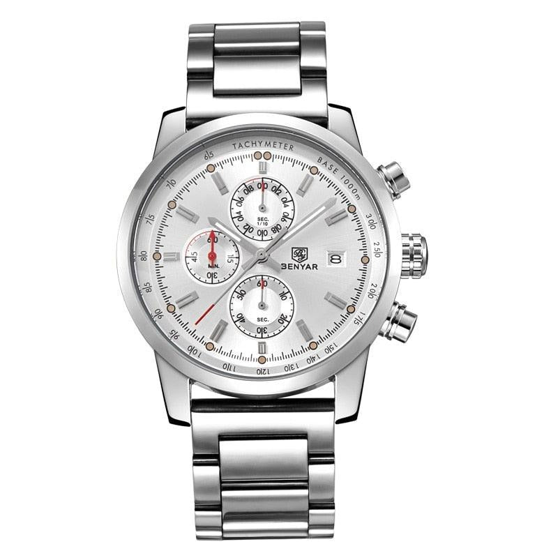 Relógio Masculino Cronógrafo Aço Inoxidável Quartzo Misano – cor Branco