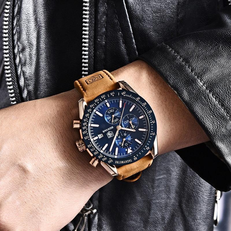 Relógio Masculino Cronógrafo Pulseira de Couro Quartzo Millennio – foto 2